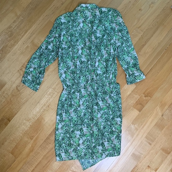 EUC Cabi Green Floral Leaf Faux Wrap Print Dress XS Style 208 - Picture 6 of 8